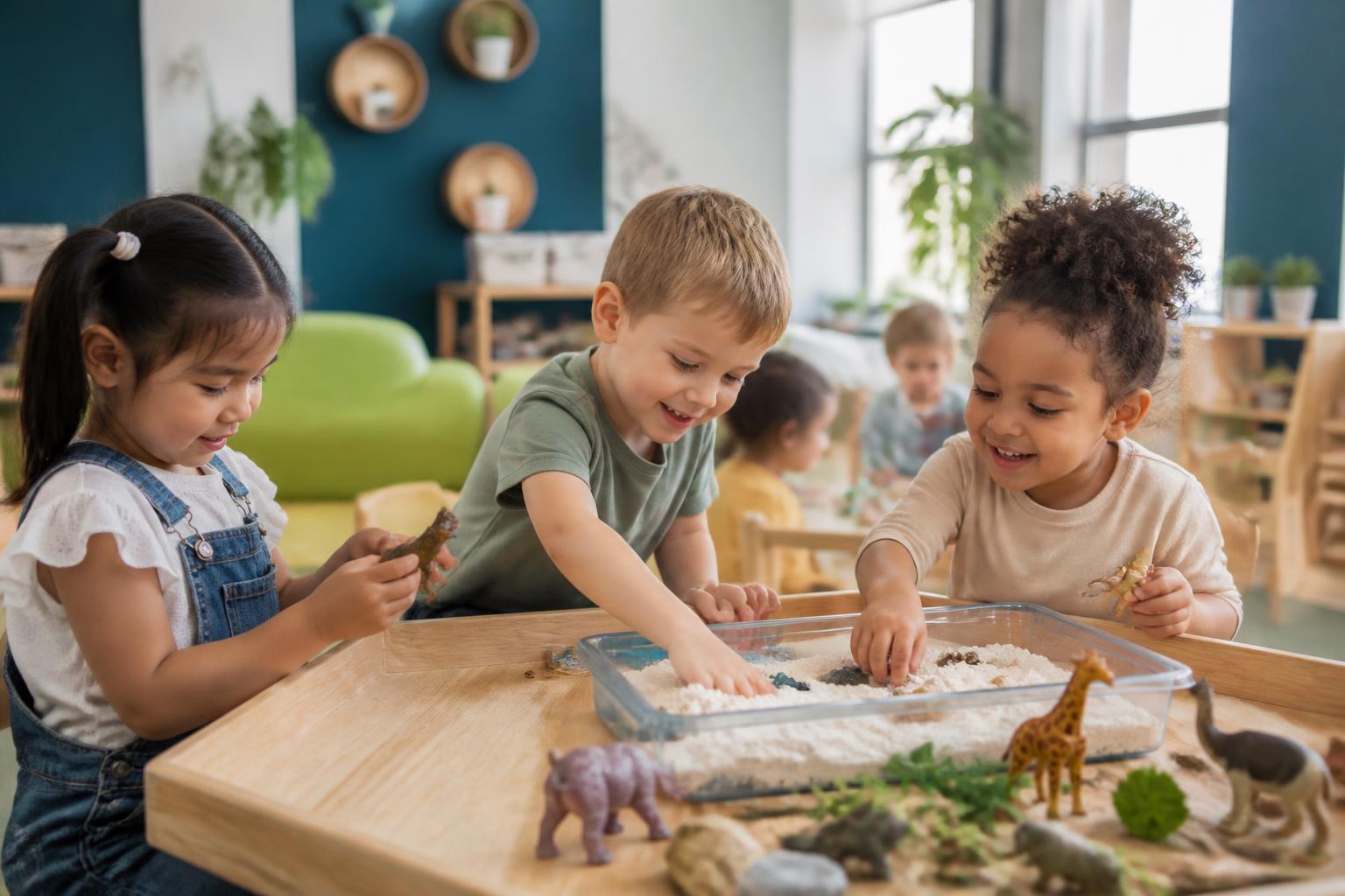 Children playing and learning together at Playful Scholars